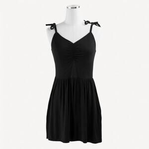 Kate Quinn Womens Gathered Ruched Shortie Romper Tie Black Bamboo Size Small